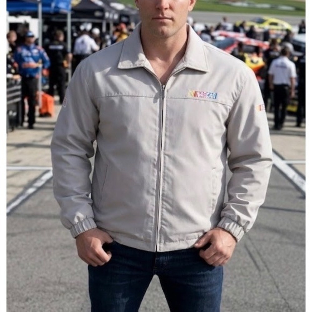 5.11 Tactical Series NASCAR Official Jacket Mens Small Tan Full Zip Windbreaker